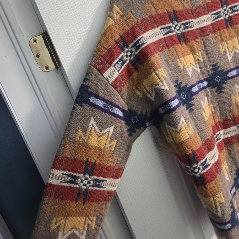 EUC Faherty x Doug Good Feather Mock Neck Sweater- Taupe Multi- Size Large - Picture 7 of 12